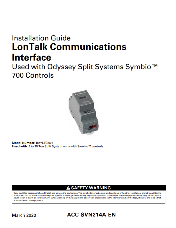LCU Symbio 700 Lontalk Installation and Integration & Installation